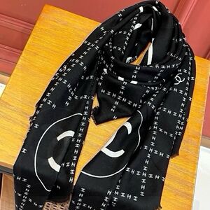 Chanel double C horizontal striped shawl scarf